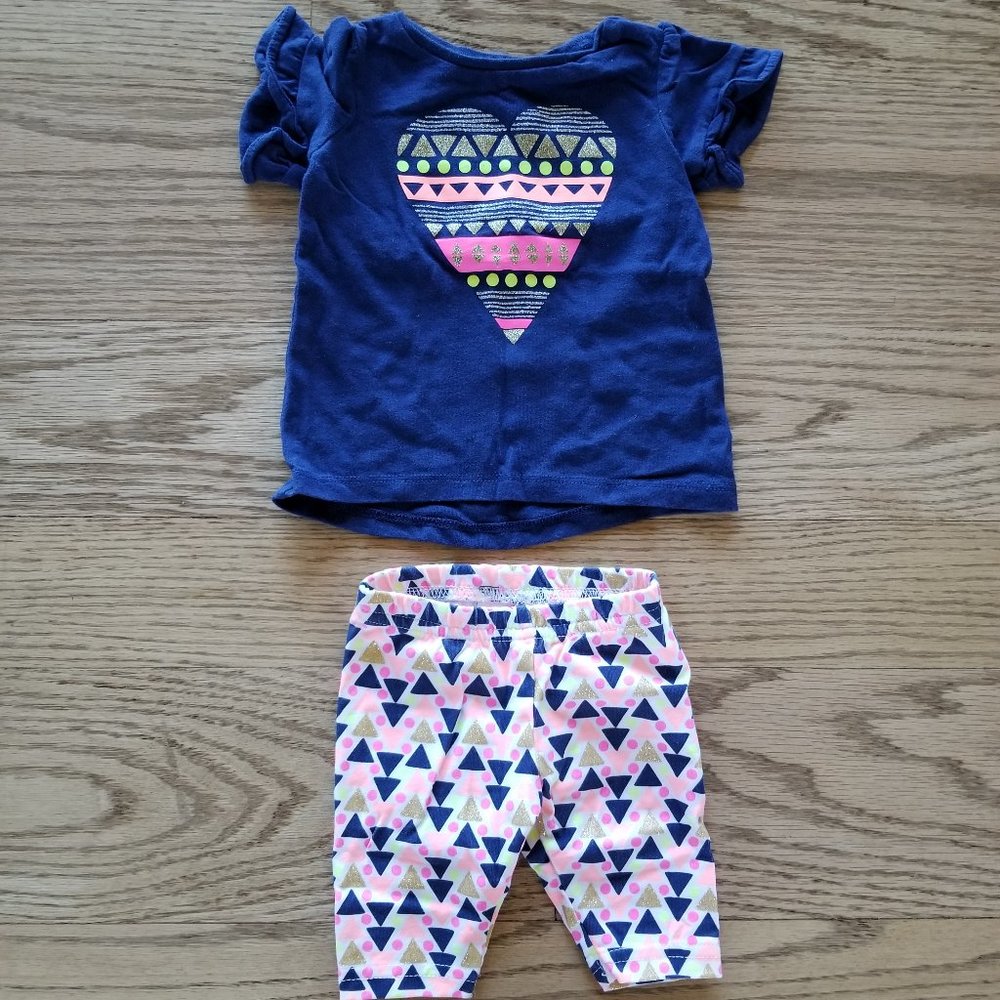 *3 for $20*Carter's navy pink heart matching set 3M